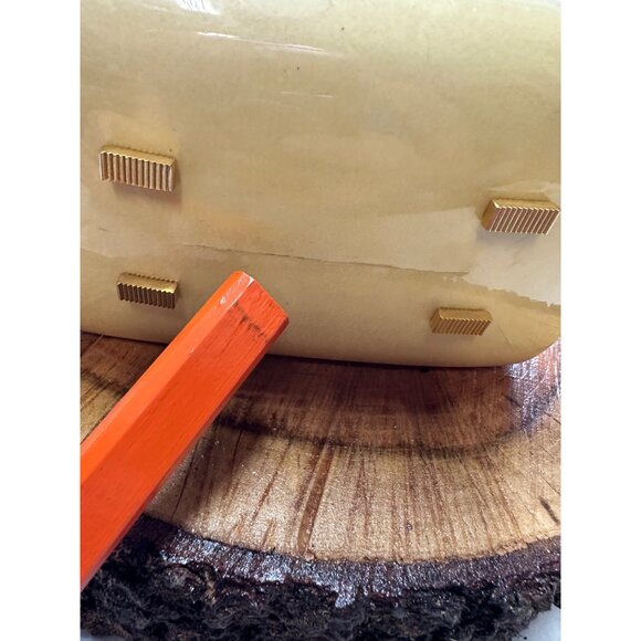 Vtg Lucite Box Purse Rhinestone Embellished Handle White Stag? Wilardy? Read - Picture 3 of 16